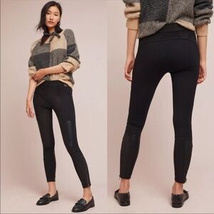 Anthropologie Women's Faux Leather Suede Paneled Moto Leggings Ankle Zip Blk 27